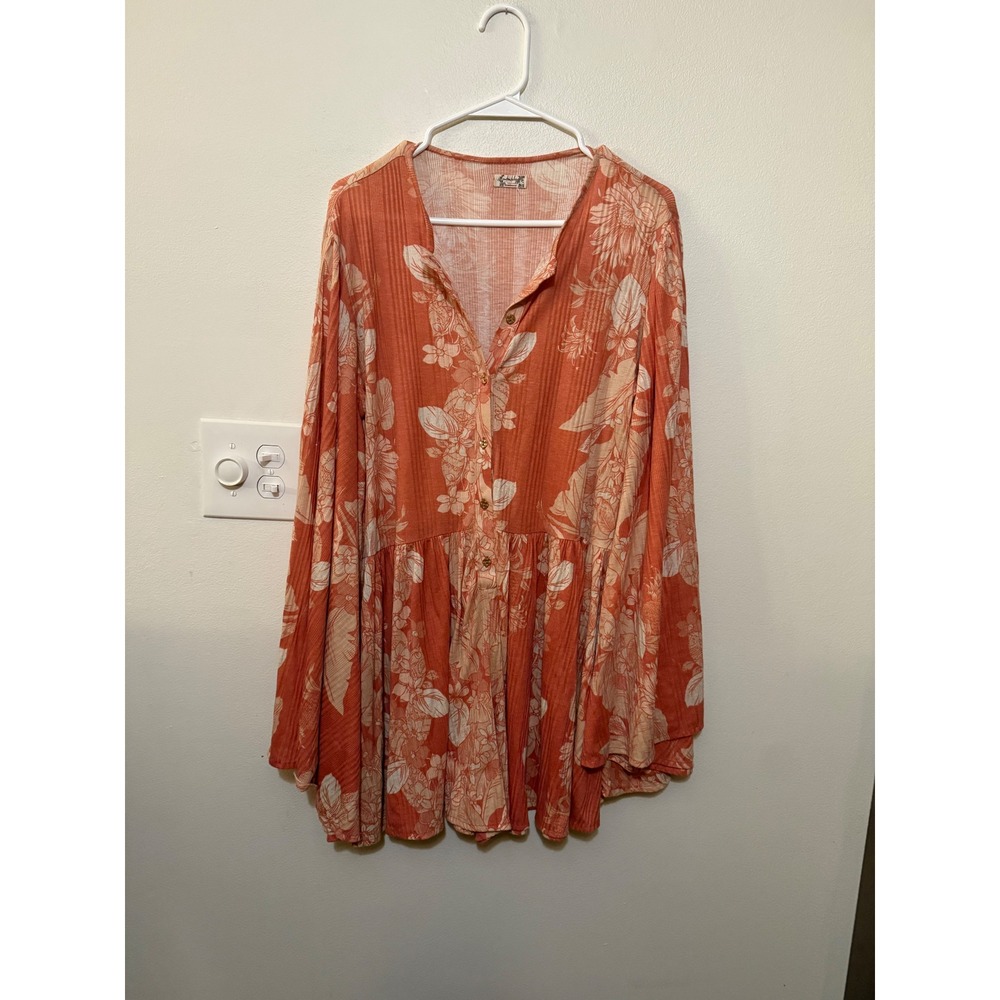 Free People Tropical Staycation Romper Orange Floral Size M